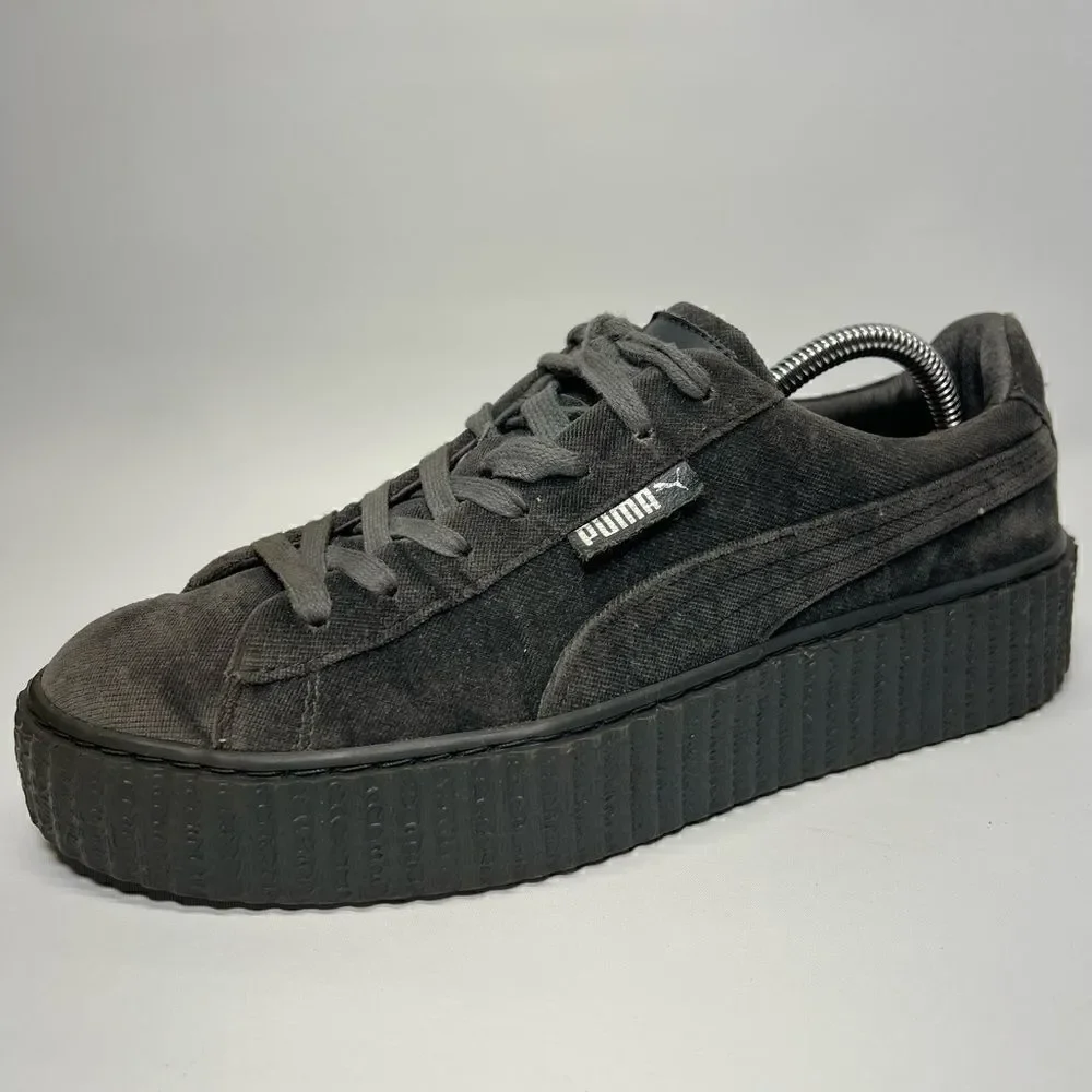 Fenty Puma Womens Velvet Creepers Glacier Grey‎ Platform Sneakers 9.5 36446603